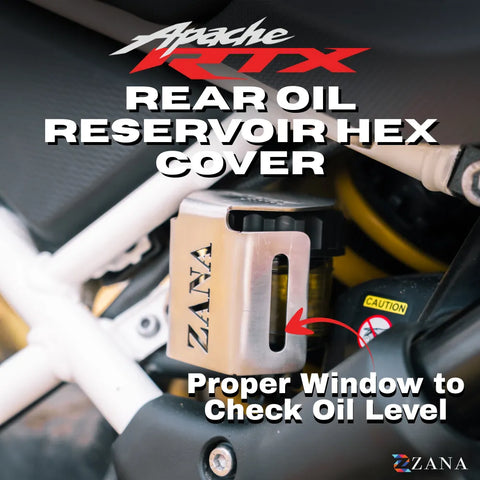 ZANA Rear Oil Reservoir Hex Cover for TVS Apache RTX 300 (Silver) (ZI-8732)