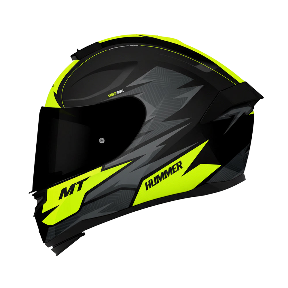 MT Hummer B Shine Gloss Black Fluro Yellow B3 Helmet