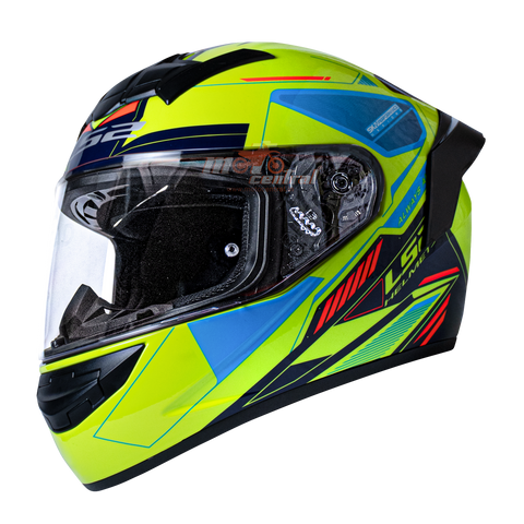 LS2 FF352 Betha Hi Viz Yellow Navy Blue Gloss Helmet