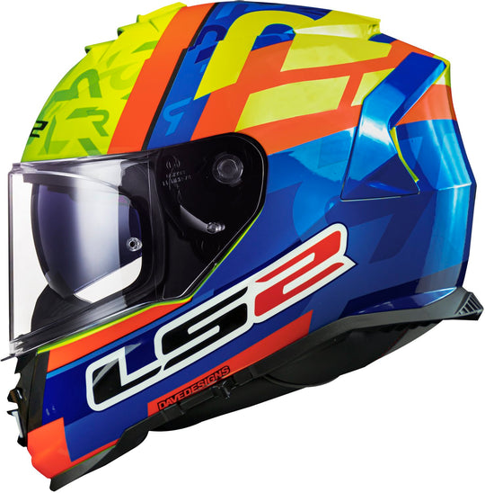 LS2 FF800 Storm II Salvador Replica Blue HI Viz Yellow Gloss Helmet