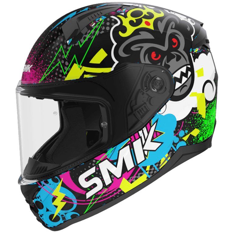 SMK Bionic Youth Chimpz Matt Black Grey Yellow (MA264) Helmet