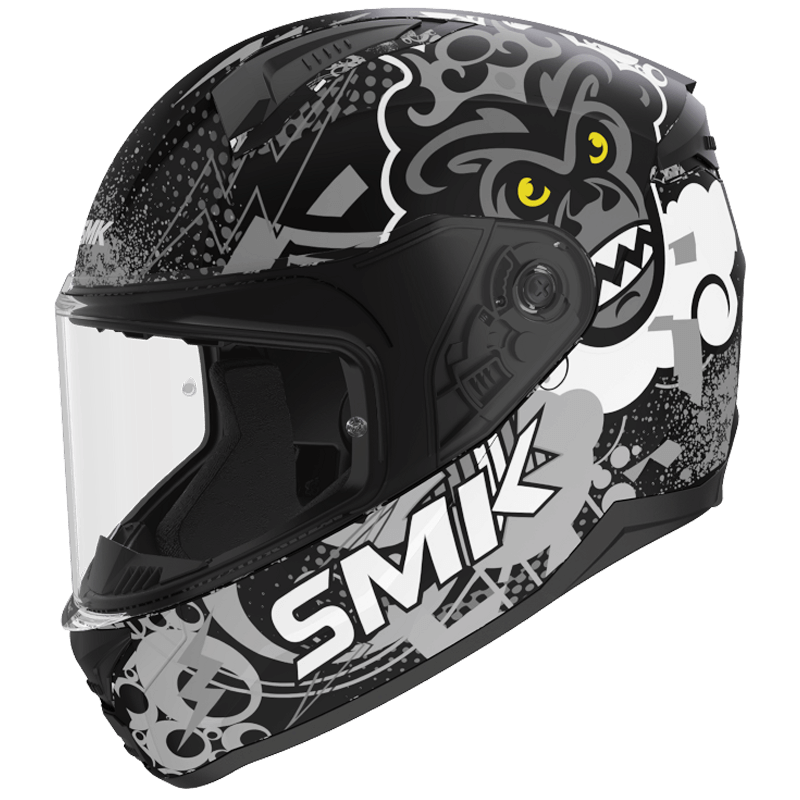 SMK Bionic Youth Chimpz Matt Black Grey White (MA261) Helmet