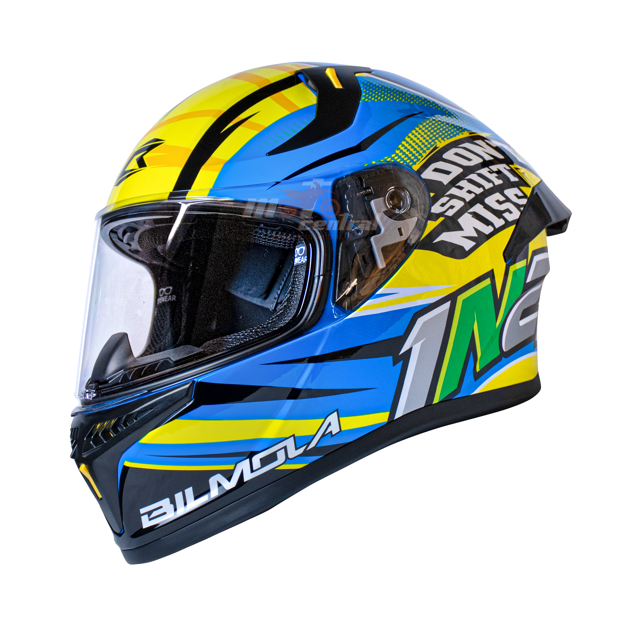 Bilmola Rapid RS Dont Shift Miss Gloss Yellow Blue Helmet Moto