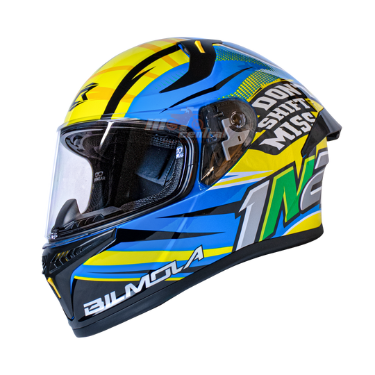 Bilmola Rapid RS Dont Shift Miss Gloss Yellow Blue Helmet