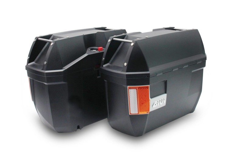 GIVI Monokey Side Case Pannier Pair with Signal Lights and Orange Reflector (E23N-S_OR)