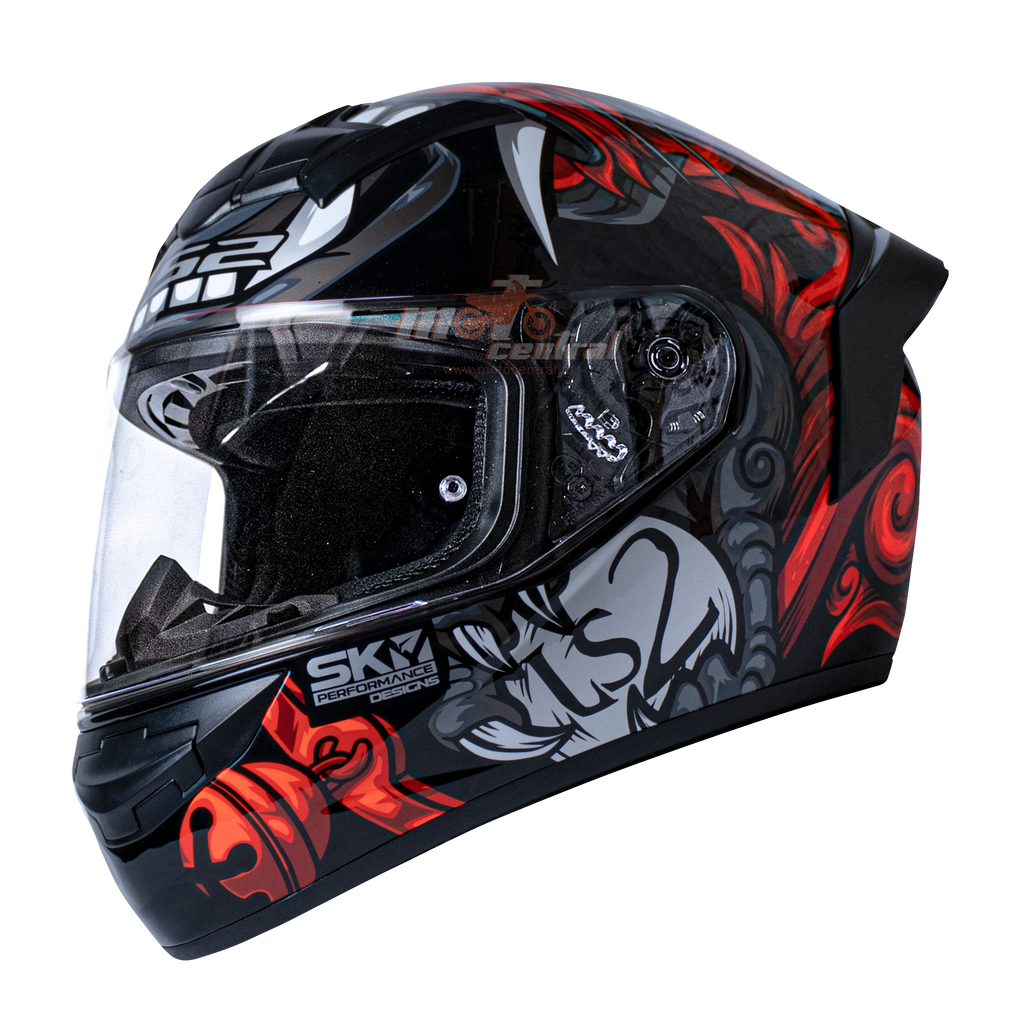 LS2 FF352 Foo Dog Black Red Gloss Helmet