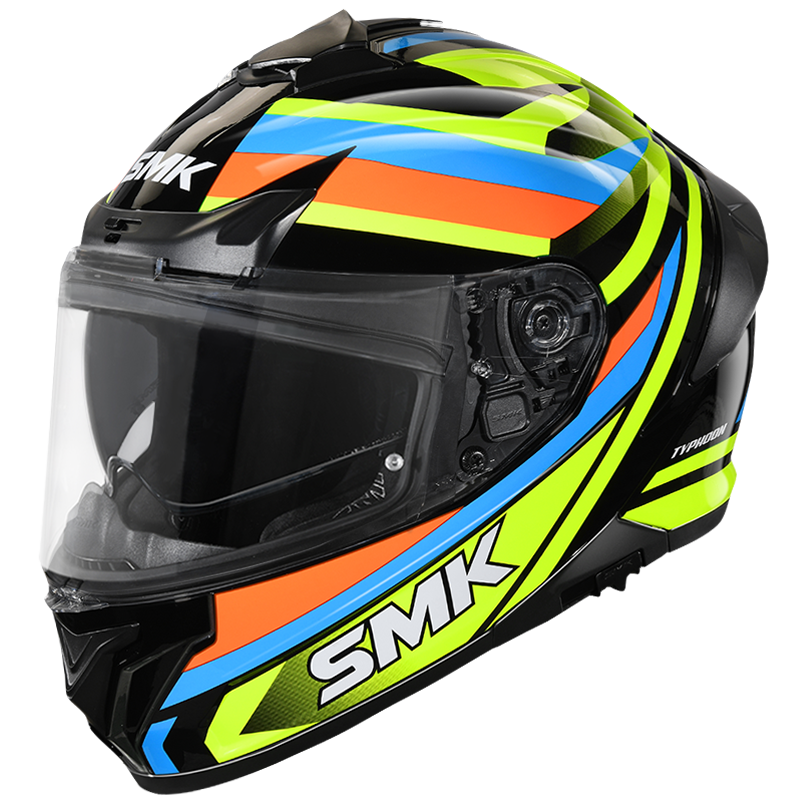 SMK Typhoon Freeride Gloss Black Yellow Blue (GL245) Helmet