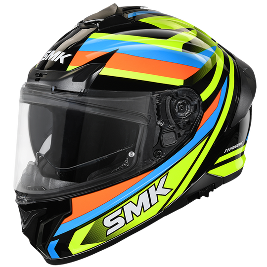 SMK Typhoon Freeride Gloss Black Yellow Blue (GL245) Helmet