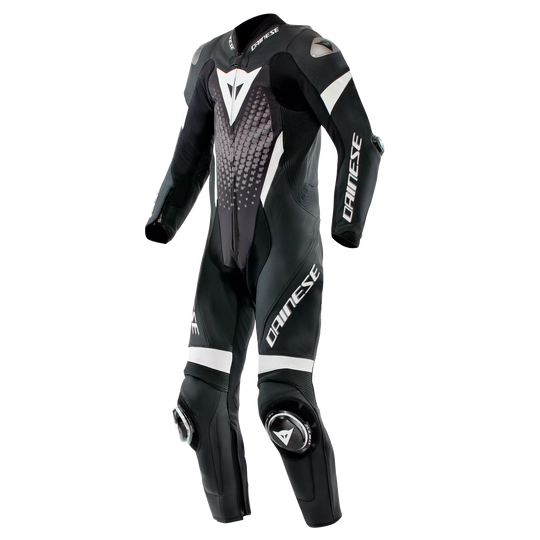 Dainese Laguna Seca 6 Men One Piece Motorcycle Perforated Leather Suit (White Black Anthracite)