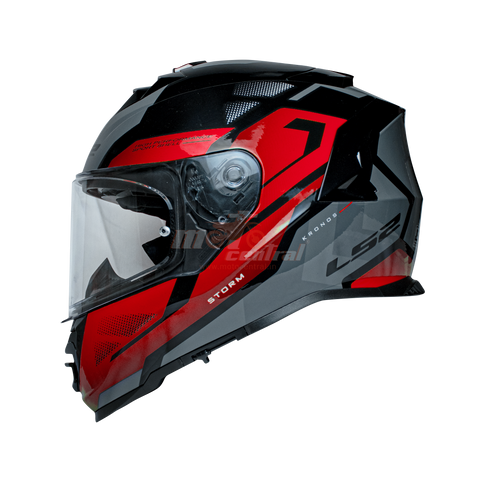 LS2 FF800 Storm II Kronos Red Grey Black Gloss Helmet (D Ring)