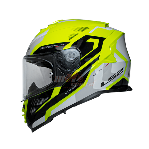 LS2 FF800 Storm II Kronos Yellow White Black Gloss Helmet (D Ring)