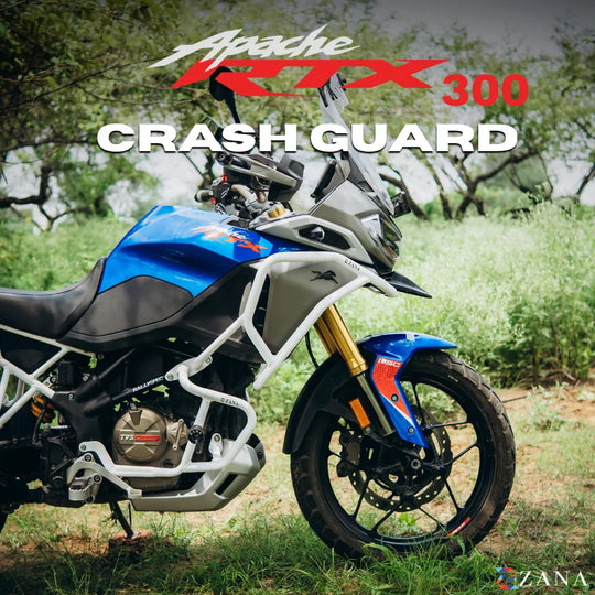 ZANA Upper and Lower Crash Guard with Slider Combo for TVS Apache RTX 300 Beak Version (White) (ZI-8747+ZI-8746)