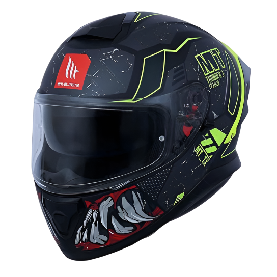 MT Thunder 3 SV Spoiler TX C2 Matt Black Grey Neon Yellow Helmet