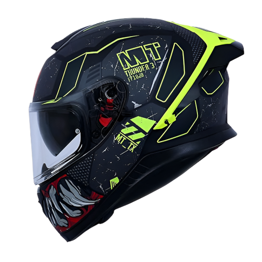 MT Thunder 3 SV Spoiler TX C2 Gloss Black Grey Neon Yellow Helmet