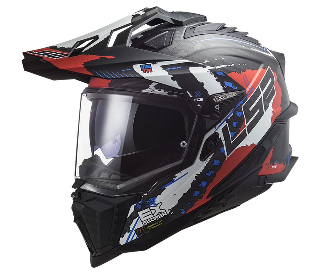 LS2 MX701 EXPLORER Carbon Extend Matt Black Red Helmet