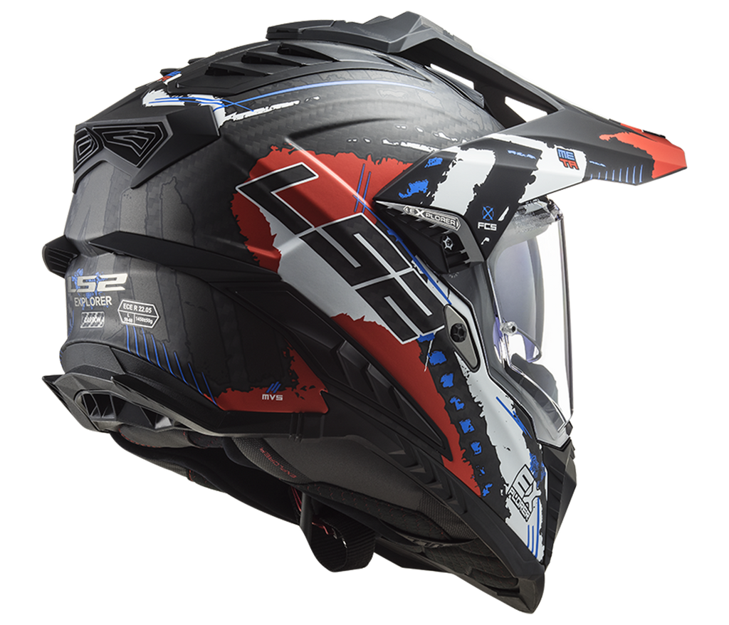 LS2 MX701 EXPLORER Carbon Extend Matt Black Red Helmet– Moto Central