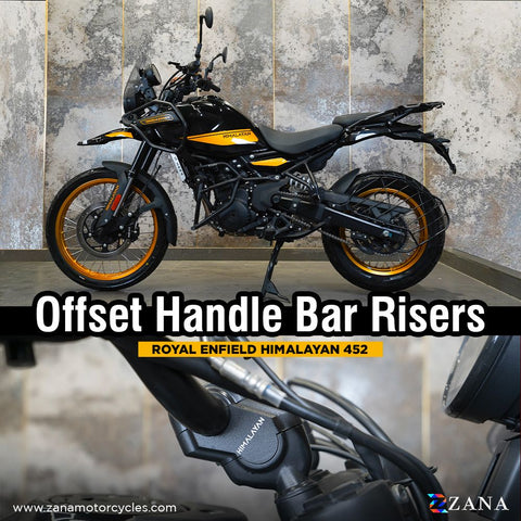 ZANA Offset Handle Bar Riser Texture Black Aluminium Billet for Royal Enfield Himalayan 450 (ZI-8427)