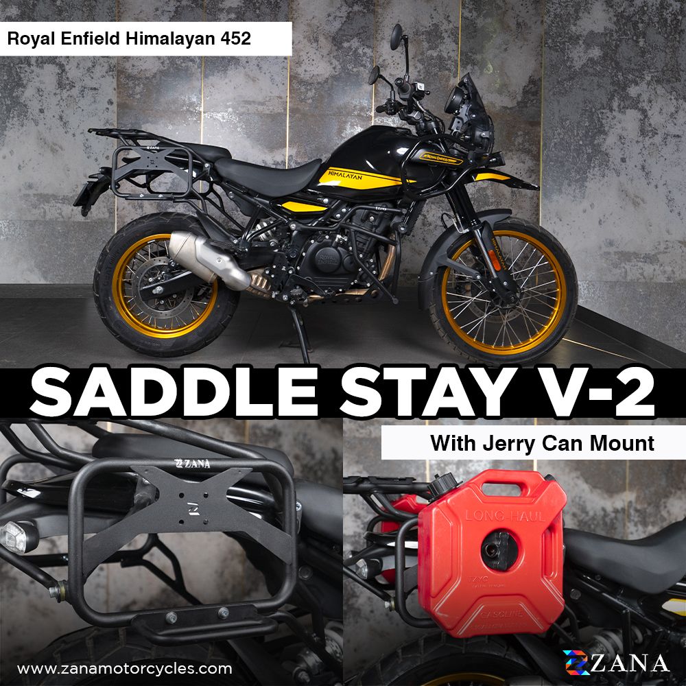 ZANA Saddle Stay Mild Steel with Jerry Can Mount V2 for Royal Enfield Himalayan 450 (ZI-8435)