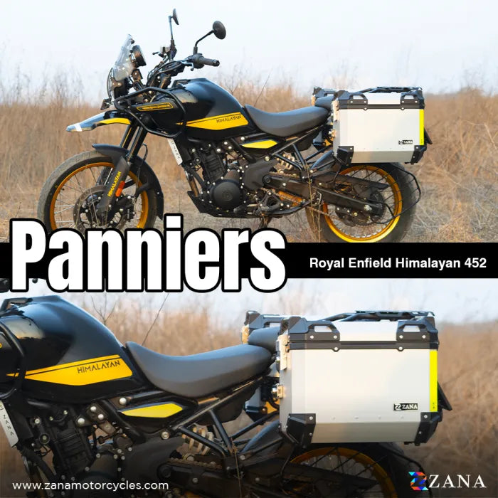 ZANA Side Pannier Set 36L Aluminium Silver for Royal Enfield Himalayan 450 with Saddle Stay Frame (ZI-8439-LS)