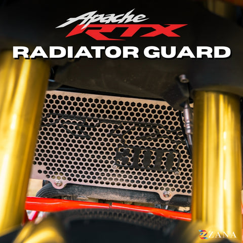 ZANA Radiator Guard Honeycomb (Silver) with Logo Black for TVS Apache RTX 300 (ZI-8722)