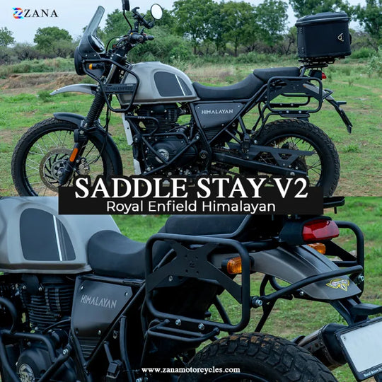 ZANA SADDLE STAYS WITH EXHAUST SHIELD WITH JERRY CAN MOUNTING TEXTURE MATT BLACK FOR HIMALAYAN(2016-22) /  SCRAM 411(2022) (ZI-8133)