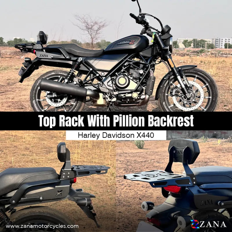 ZANA Top Rack with Plate and Pillion Backrest for Harley Davidson X440 (ZI-8484)