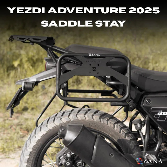 ZANA Roadster Saddle Stay with Jerry Can Mount for Yezdi Adventure 2025 (Black) (ZI-8669) - Moto Central