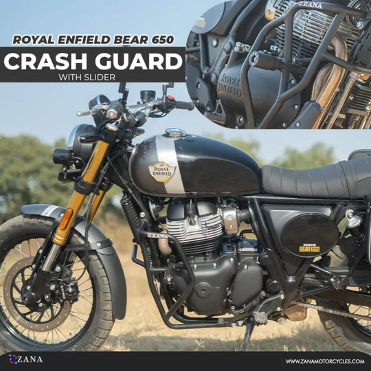 ZANA Crash Guard with Slider Black for Royal Enfield Bear 650 (ZI-8541)