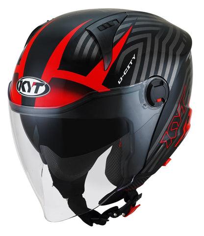 KYT D City Lucent Black Red Gloss Open Face Helmet– Moto Central