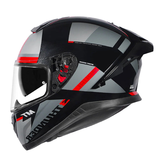 MT Thunder 3 SV Spoiler Arual B1 Gloss Black Grey Red Helmet