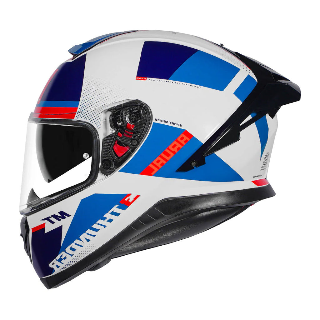 MT Thunder 3 SV Spoiler Arual A0 Gloss White Blue Red Helmet– Moto Central