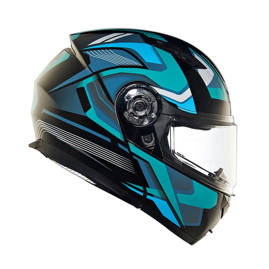 Royal Enfield Lightwing Modular Multi Rays Gloss Black Teal Helmet