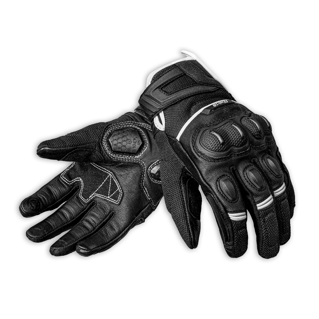 Raida Airwave Motorcycle Black White Riding Gloves