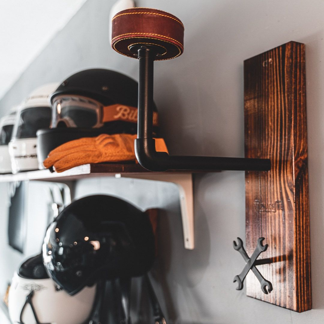 bike helmet stand Tons Short Bar and Glasses Storage, 2x/2x, European Oak, Easy to Mount so show it off Horizontal Bike Wall Storage |