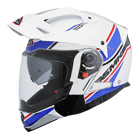 SMK Hybrid Evo Enduro Helmet Tide Gloss White Blue (GL152), Flip Off Helmets, SMK, Moto Central