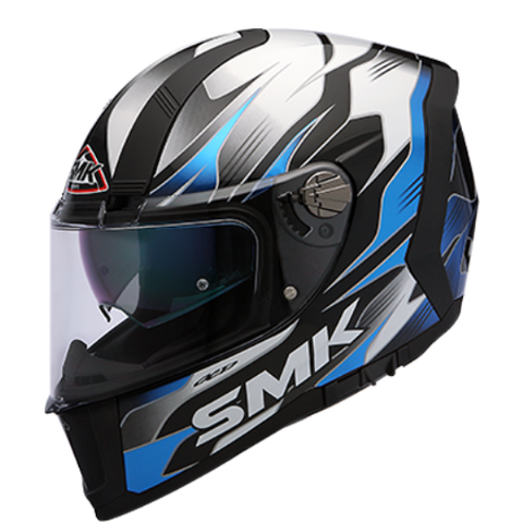 SMK Force Boost Gloss Black Blue (GL215), Full Face Helmets, SMK, Moto Central