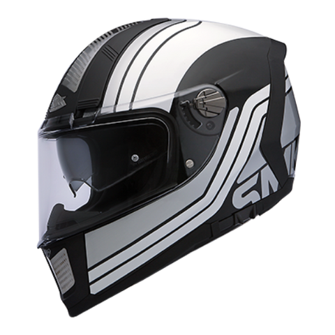 SMK Force Steel Seventy Gloss White-Black (STGL216), Full Face Helmets, SMK, Moto Central