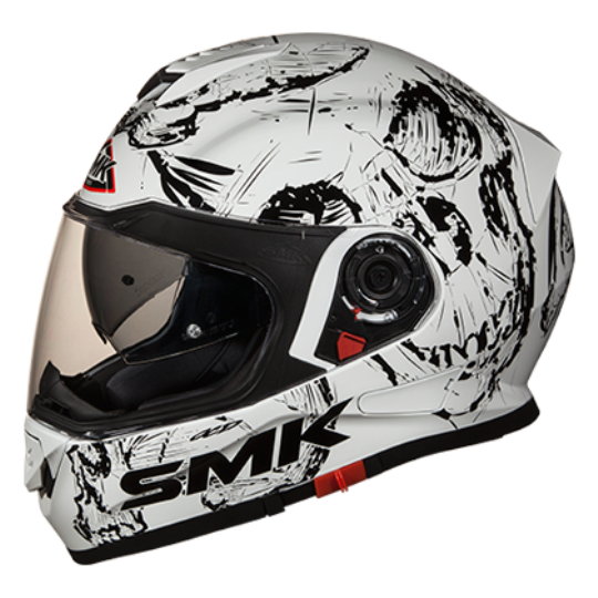 SMK Twister Skull Gloss White-Black (GL120) - Moto Central