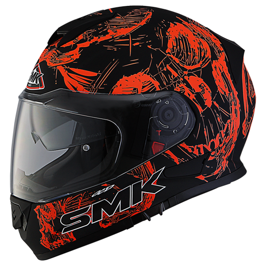 SMK Twister Skull Matt Black-Fluorescent Orange (MA270), Full Face Helmets, SMK, Moto Central