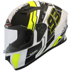 SMK Stellar 93 Swank Matt White Fluorescent Yellow (MA124), Full Face Helmets, SMK, Moto Central