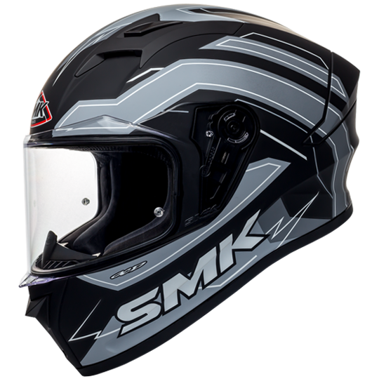 SMK Stellar Bolt Matt Black Grey White (MA261) Helmet, Full Face Helmets, SMK, Moto Central