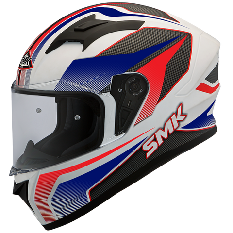 SMK Stellar Dynamo Matt White Blue Red (MA153), Full Face Helmets, SMK, Moto Central