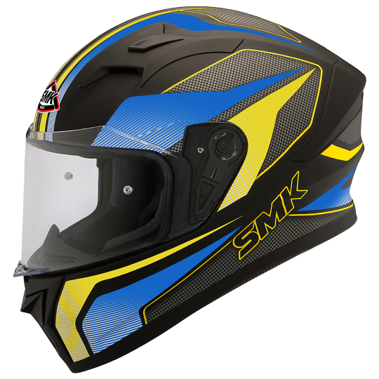 SMK Stellar Dynamo Matt Black Blue Yellow (MA254), Full Face Helmets, SMK, Moto Central