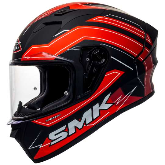 SMK Stellar Bolt Matt Black Red White (MA231) Helmet, Full Face Helmets, SMK, Moto Central