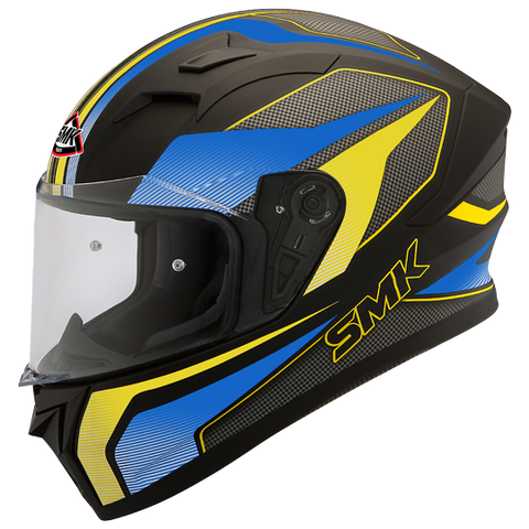 SMK Stellar Dynamo Matt Black Blue Yellow (MA254), Full Face Helmets, SMK, Moto Central