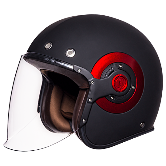 SMK Retro Jet Black Red Matt (MA230) Helmet
