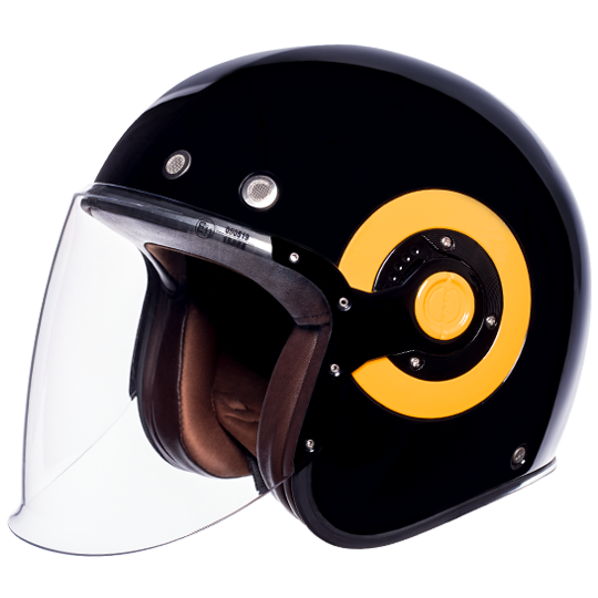SMK Retro Jet Black Yellow Gloss (GL240) Helmet