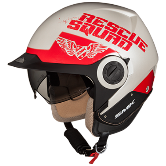 SMK Derby Rescue White Red Gloss (GL130), Open Face Helmets, SMK, Moto Central
