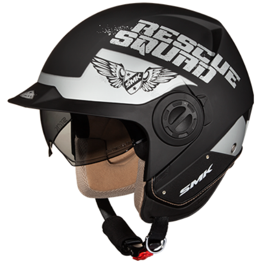 SMK Derby Rescue Matt Black Grey (MA260), Open Face Helmets, SMK, Moto Central