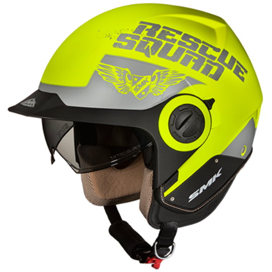 SMK Derby Rescue Matt Fluorescent Yellow (MA460), Open Face Helmets, SMK, Moto Central